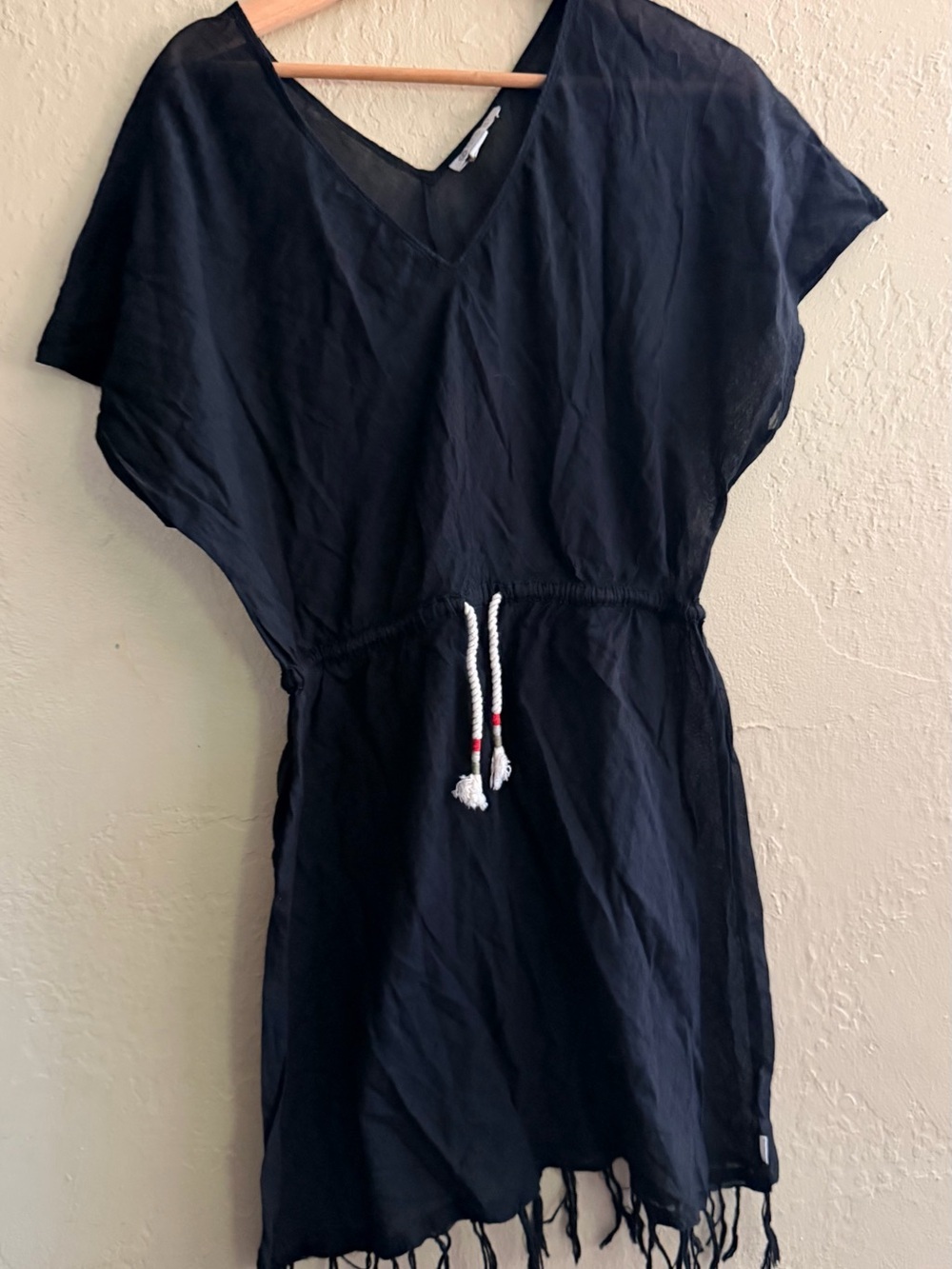 Black Cotton Dress Cover Up with